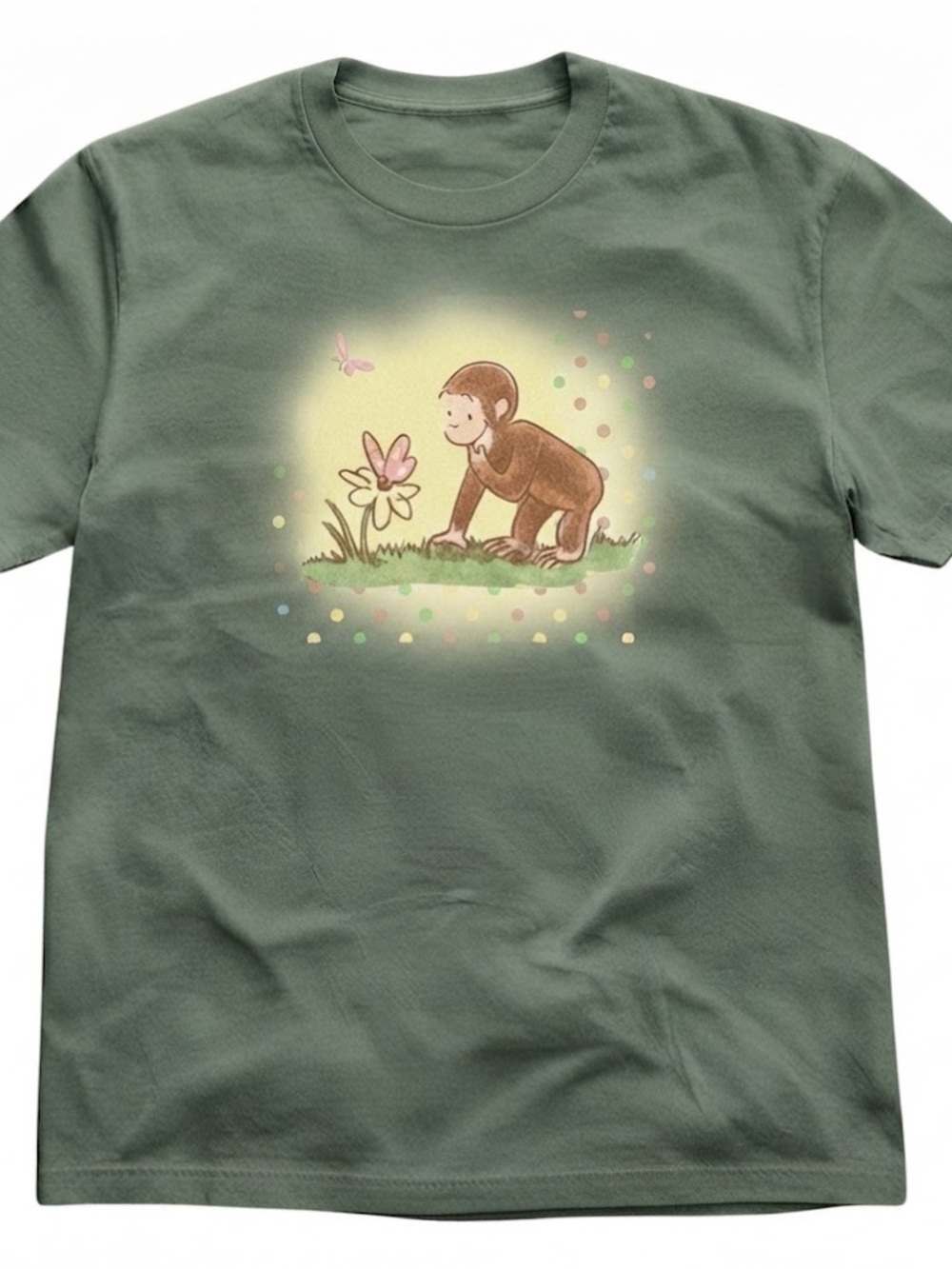 Curious George Flower Print Gildan Unisex Graphic T-Shirt